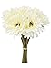 Sweet Home Deco 13'' Silk Artificial Gerbera Daisy Flower Bunch (W/ 7stems, 7 Flower Heads) Home/Wedding (White)