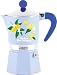 Bialetti Moka Rainbow Dolce Far Niente 3-Tassen-Kaffeemaschine Blau mit Zitronenmuster Aluminium 130 ml Manuelle Espresso-Zubereitung