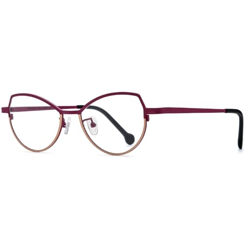 Image of FONEX Colorful Pure Titanium Glasses Frame Women Retro Round Eyeglasses