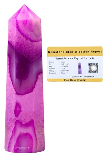 Image of Crystal Heaven Certified Pink Agate Crystal Tower Obelisk Point For Chakra, Healing And Balancing - Aaa Grade Original Certified Gemstone Agate For Reiki Meditation Yoga Spiritual (3-4 Inches)