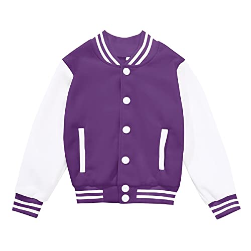 Kids Varsity Jacket Girls Boys Baseball Jacket Bomber Coat School Uniform with Pocket