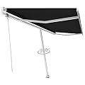 Freestanding Automatic Awning, Rotatable Awning, Retractable Awning, with Remote Control, Adjustable Height and Angle Suitable for Entrance, Doorway, Window, 196.9"x118.1" Anthracite