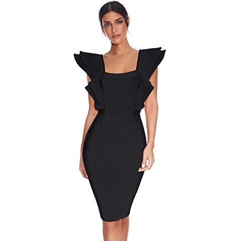 Meilun Vestido de Fiesta de Celebridades con Manga Mariposa y Volantes Cover
