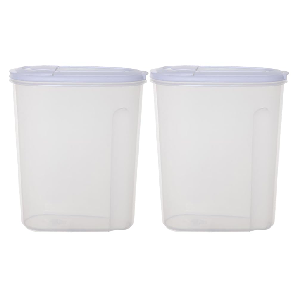 Concept4u 2 x Clear Cereal Dry Food Container with White Lid 1 x 5Liter & 1 x 3Liter Plastic Airtight Kitchen Storage Dispenser Ideal for Home, Kitchen, Pet Food, Cereals, Pantry Organisation