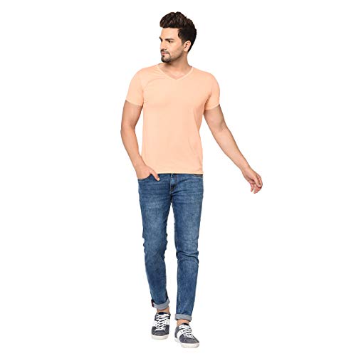 Image of Men's Cotton Blend Half Sleeve V Neck Tshirt