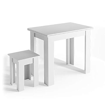 Vicco Dining table with chair Roman, White, 90 x 60 cm