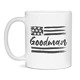 Goodman Personalized Name Distressed Stars and Stripes American Flag Custom Mug, 11-Ounce White