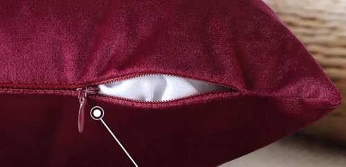 Image of HIMS Velvet Sofa Pillow Cover Set of 2, Luxury Cushion Cover 18 inch x 18 inch for Decorative Living Room Sofa Bedroom Car (18x18 Inch, Maroon)