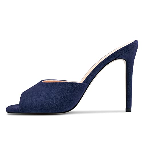 Image of TNYNFBEB Women Stiletto High Heel Peep Open Toe Sandals Slingback Slip-on Wedding Office Cute Basic Classic 3.9 Inches Heels