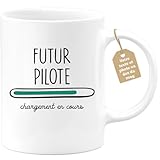 quotedazur Café Croissant   Mug Personnalisé Tasse Cadeau Noël Futur Pilote Chargement En Cours   Blanc/Céramique