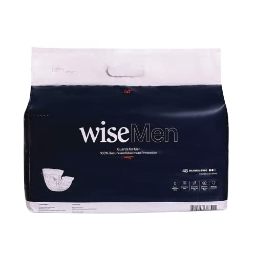 Wisemen Incontinence Guard & Bladder Control Pads For Men, Maximum Absorbency, 96 Counts (2 Pack Of 48, Individually Wrapped) #TOP1