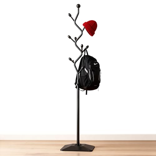 BUZUEY Porte-Manteau sur Pied en métal en forme d'arbre, Design Moderne,8 Crochets Robustes, Base...