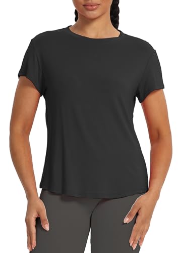 Bestisun Backless Workout Athletic Shirts Short Sleeve Split Back Yoga Exercise Tops for Women2