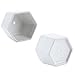 T4U Small White Succulent Planter Pots with Bamboo Tray Hexagon Set of 6, Geometric Ceramic Cactus Plant Holder, Gifts for Plant Lover Gardener Women, Home Office Table Desk Decoration