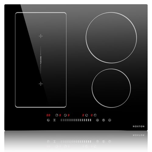 Image of Noxton 24 Inch Induction Cooktop, 4 Burners Electric Cooktop, Upgraded Induction Stovetop with Flex Zone, Power Boost, Pause, 9 Power Levels, Child Safety Lock, Timer, 7200W, 220-240V Hard wire