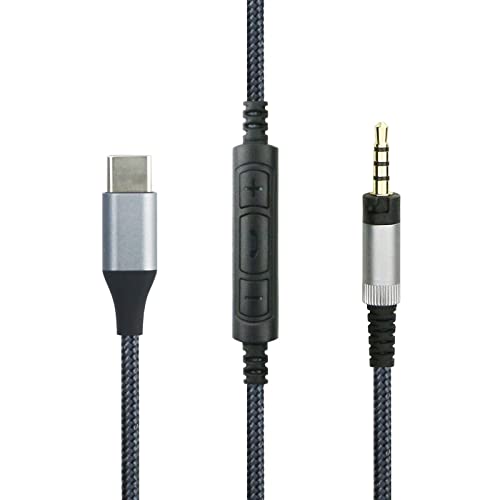 ABLET Cable de audio USB C compatible con auriculares Sennheiser Momentum, Momentum2.0 Momentum3 HD1, micrófono de volumen remoto compatible con Samsung Galaxy compatible con teléfono Android Oneplus