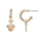 Disney Mickey Mouse Earrings, One Pair in Authentic Jewelry Gift Box, Hanging Huggie Hoop