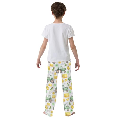 Farm Tractor Pumpkin Boys Long Pants Soft Trousers Elastic Waist Kids Lounge Bottoms with Pockets S-XL3