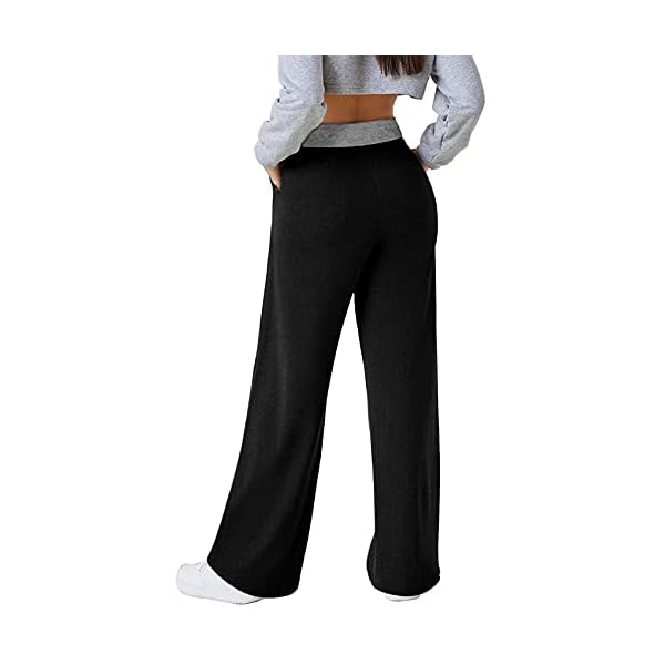 Dofaoo-Womens-Pants-with-Pockets-Winter-Wide-Leg-Sweatpants-Elastic-Waist-Drawstring-Pants Dofaoo Womens Pants with Pockets Black Sweatpants for Women Plus Size Long Pants Winter Black XL