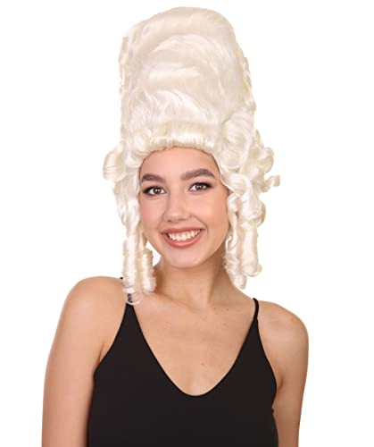 Adult Women's 18th Century White Historical Colonial Wig, Best for Halloween, Flame-retardant Synthetic Fiber