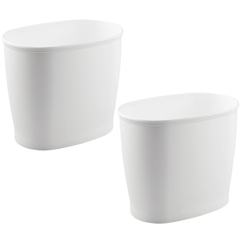 Image of iDesign Slim Plastic Bathroom Trash Can, Small Garbage Bin for Bedroom, Office, Desk, Dorm, 2-Pack, White