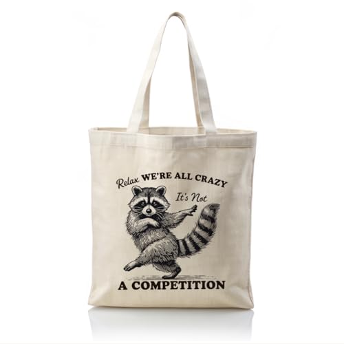 Bolso Tote Lona con Mapache Divertido Tema Animal miniatura 1