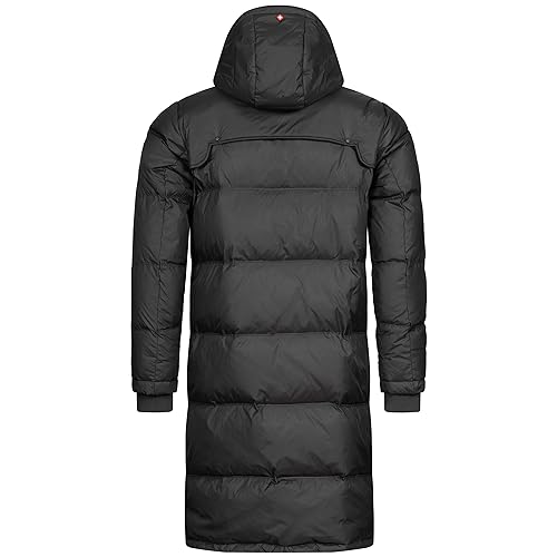 Höhenhorn Bannalp Abrigo de invierno para hombre de plumón, chaqueta acolchada, largo, forrado, certificado RDS, con capucha desmontable, Negro , L - imagen 5