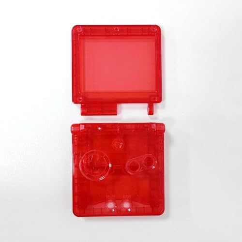 Image of Hzxkqmil Replacement Full Shell Case Kit for Gameboy Advance SP Console | Custom Transparent Housing DIY Clear Cover with Buttons Screws Repair Parts + Screwdrivers Tools for GBA SP (Clear Red)