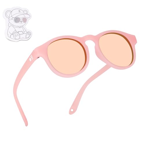 HECCEI Baby Sunglasses with Strap - UV Protection Pebble Sunglasses, Polarized, Bendable, For Newborns 0-24 Months