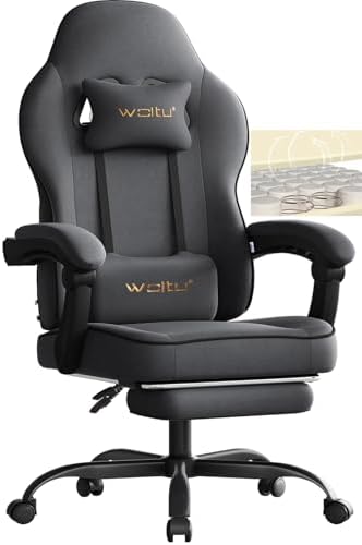 WOLTU Chaise Gaming, Fauteuil Gaming, avec Coussin à Ressorts Ens...