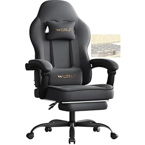 WOLTU Gaming Stuhl mit Taschenfederkissen, Gaming Sessel 150 kg Belastbarkeit, ergonomischer Drehstuhl, Gamer Stuhl mit Kopfkissen, Lendenkissen, Fußstütze, Tech-Stoff, Grau, GS10gr