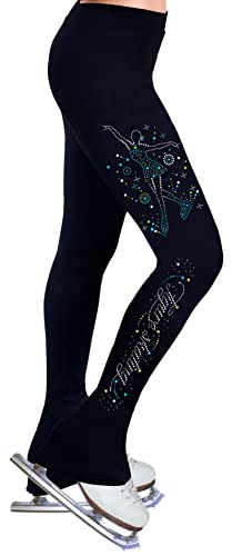 NY2 SPORTSWEAR Figure Skating Practice Pants with Spangles S101C - Adult Sizes- (Adult Medium) Black