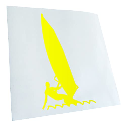 Kiwistar - Autocollant - Planche à voile sportive - 40 x 22 cm - jaune fluo - G40 - Pour voitures, vélos, véhicules, motos, cyclomoteurs, tuning, vitres arrière