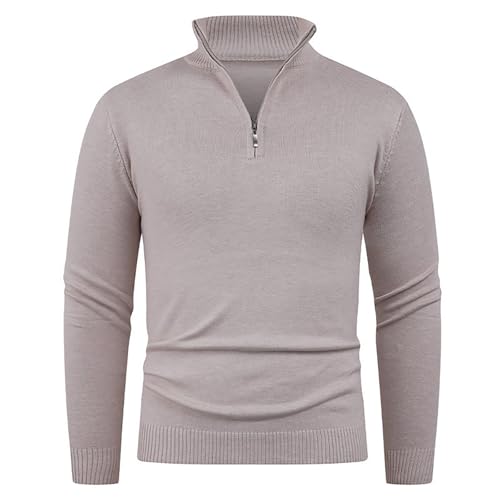Suéter de punto con cremallera para hombre chaqueta elegante de cuello semialto abrigada 4