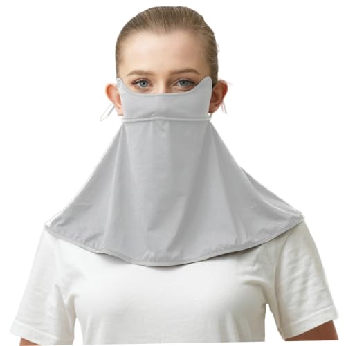 Pesoncarl UPF 50+ UV Face Cover Sun Protection, Breathable Cooling Face Cover with Adjustable Ear Loops, Neck Gaiter Sun Protection for Summer Beach Travel Outdoor, Light Grey, Sports