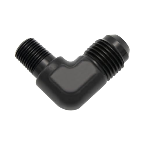Codo AN6 macho a rosca 1/8 NPT en aluminio anodizado negro con flujo optimizado 6