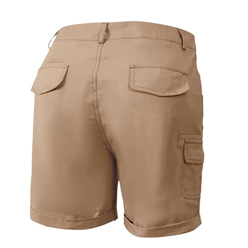 Lainuyoah Shorts de verão para mulheres 2024 férias shorts de cintura alta com bolsos atlético confo
