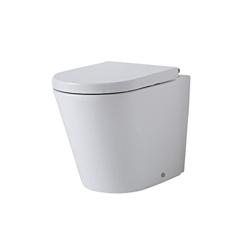 Milano Rivington Modern White Ceramic Back to Wall Toilet WC Pan Soft Close Seat