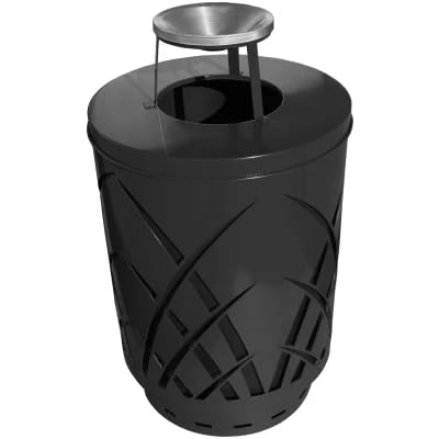 Prairie Grass Round 40 Gallon Commercial Trash Can | Steel Outdoor Industrial Trash Can with Dome Top | Great for Outdoor Public Spaces - Green