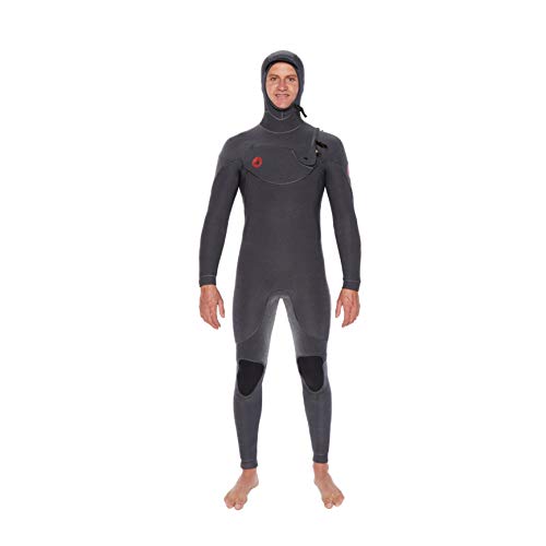 Red Cell Slant Zip Hooded Fullsuit 6/5/4MM (XL/Charcoal)- Mens Fullbody Hooded Slanted Zipper Wet Suit for Surfing Wakeboarding Swimming Gear Thermal Insulated Body Suit