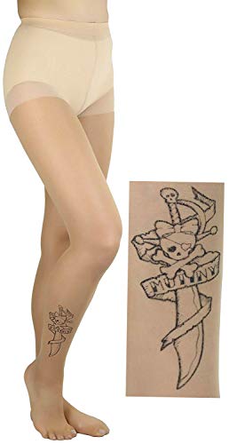 Image of ToBeInStyle Women's Sugar Skull Dia de los Muertos La Catrina Skeleton Bones Tights & Thigh High Stockings