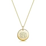 UMAGICBOX Personalized Gold Monogram Disc Necklace 18K Gold Plated Custom Initial Letter Pendant Jewellery Engraved Bridesmaids Gift Birthday Christmas Maid Of Honor Mom Women