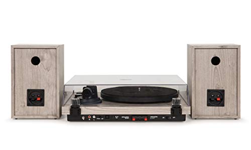 Image of Crosley C62A-GY Belt-Drive 2-Speed Vinyl Bluetooth Turntable with Included Speakers and Built-in Amplifier, Grey