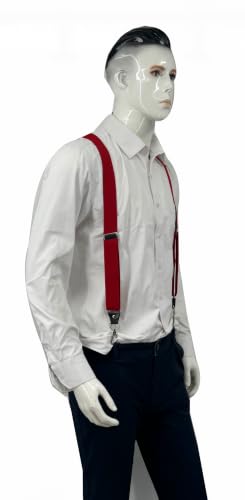 Image of Mens Suspenders with 3 Swivel Hooks Belt Loops 1.4 Inch Wide Heavy Duty Adjustable Braces