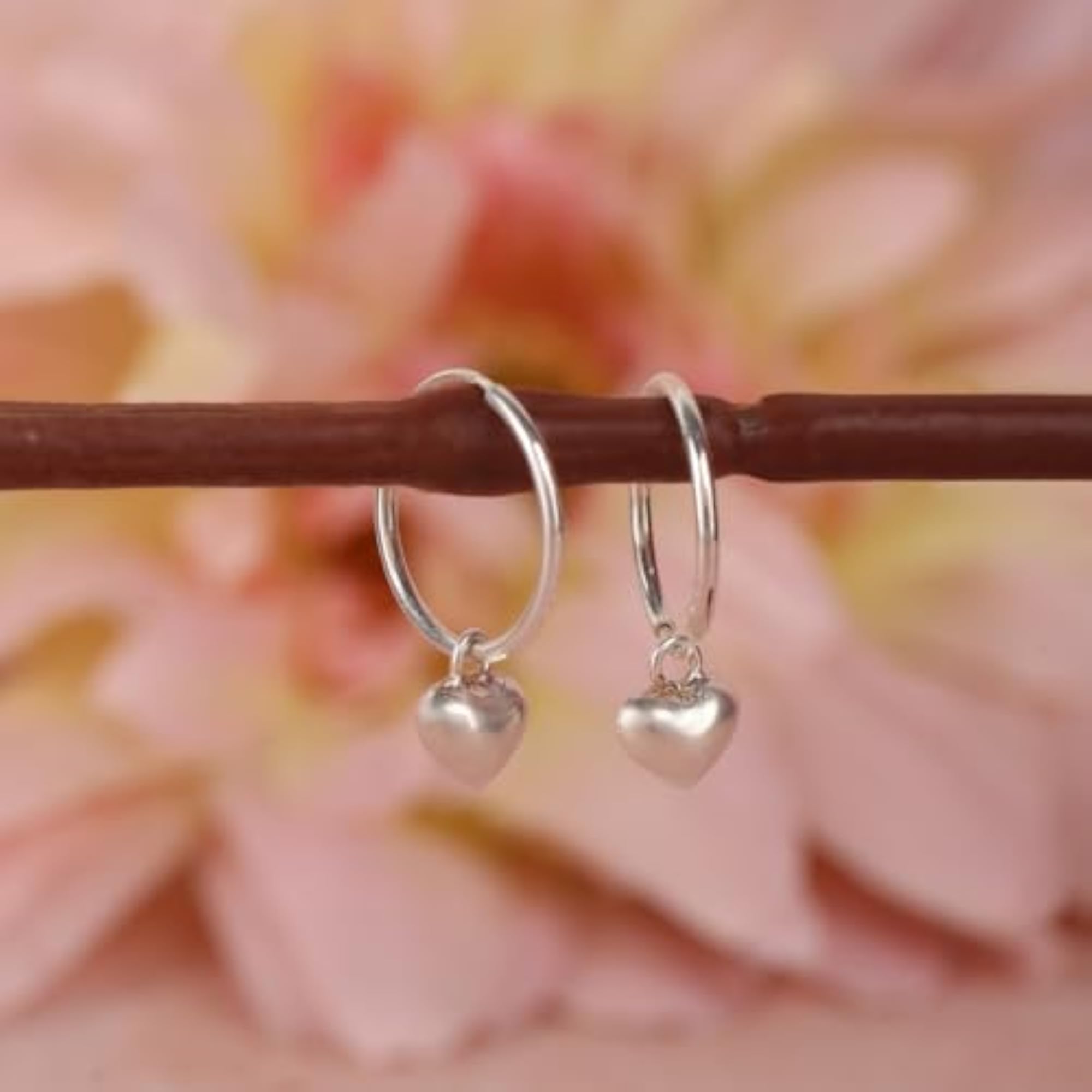 Children's 925 Sterling Silver Heart Charms Earrings