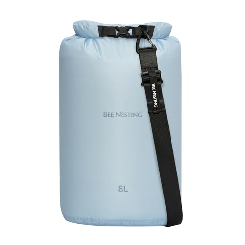 Bee Nesting Ultralight Dry Bag Set for Backpacking, Waterproof Dry Sack for Camping, Hiking, Motorcycle, Lightweight Stuff Sack(Blue 8L)