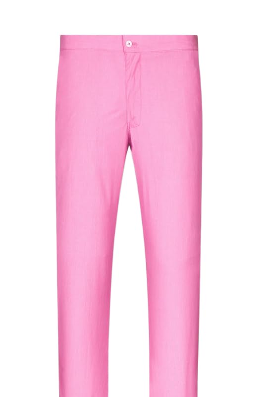 french crown Men's Bouquet Pink Pin Striped Poplin Giza Cotton Lounge Pant-picture-48