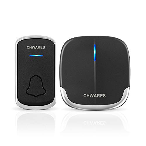 Preisvergleich Produktbild CHWARES Drahtlose Türklingel (1 Klingeltaster + 1 Empfänger, schwarz)