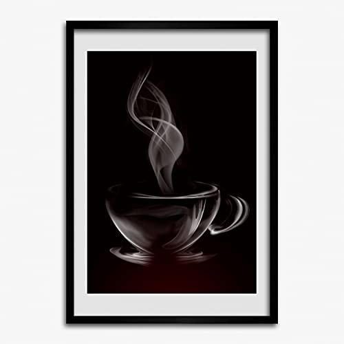 Affiche tableau décoratif café aromatique Tulup sous cadre bois MDF 50x70 cm moderne