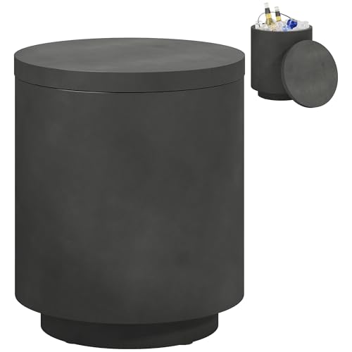 HOMCOM 2.6 Gal Outdoor Cooler Side Table, 3-in-1 Cool Coffee